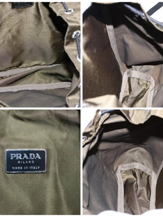 PRADA Backpack Nylon Khaki Silver Auth ep5764 main image 14